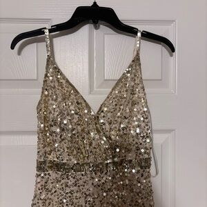 MacDuggal gold sequin dress